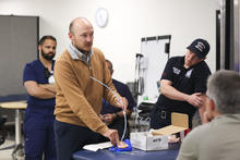 This month’s lecture was the first time they have been able to use the UK HealthCare Simulation Center and practice with hands-on experience. Carter Skaggs | UK Photo