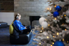 A student works on her laptop in the student center on Dec. 2, 2025. Photo by Carter Skaggs | UKphoto