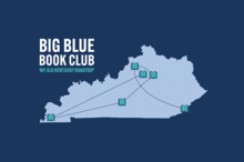 Graphic image of Big Blue Book Club tour across Kentucky