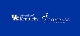 University of Kentucky logo and Compass Group logo displayed side by side on a blue background