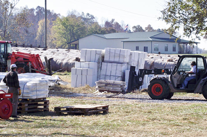 Stacking the core boxes on pallets and securing them for shipment has required the efforts of several KGS staff, who have made multiple trips to Crittenden County.