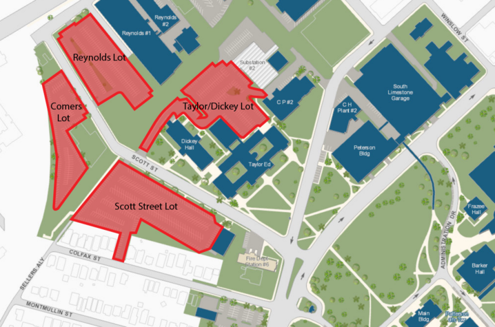 Map of alternative parking lots