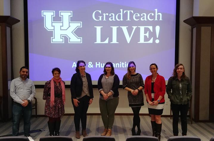 Pictured from left, Francisco Luque, Kateri Kate Miller, Jannell McConnell Parsons, Kathryn Kohls, Malinda “Lindy” Massey, Corinne Gressang, and Kayla Bohannon.