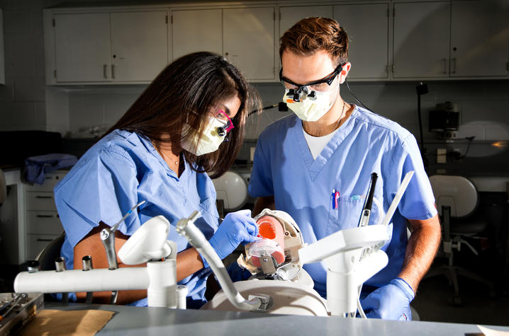 This is a photo of UK dental students in training. 