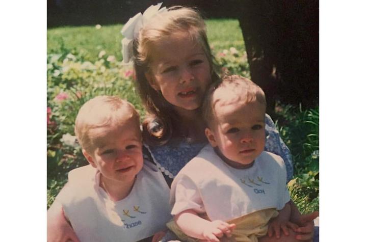 This is a photo of Chase and Clay Thornton as Babies with Their Sister, HIllary