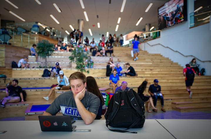 photo of student in student center