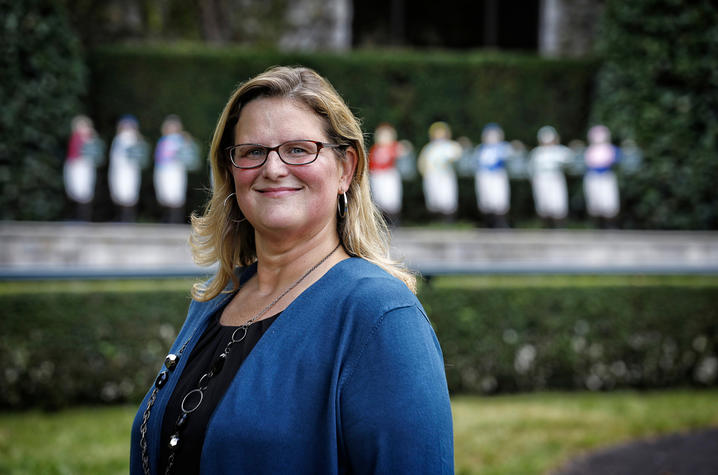 This is a photo of UK alumna and Ky. Commissioner of Tourism Kristen Branscum at Keeneland 