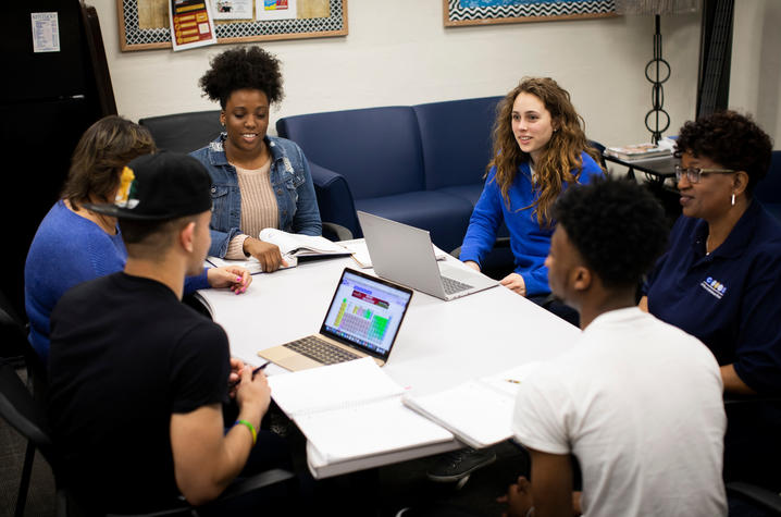 photo of students in the CARES lounge