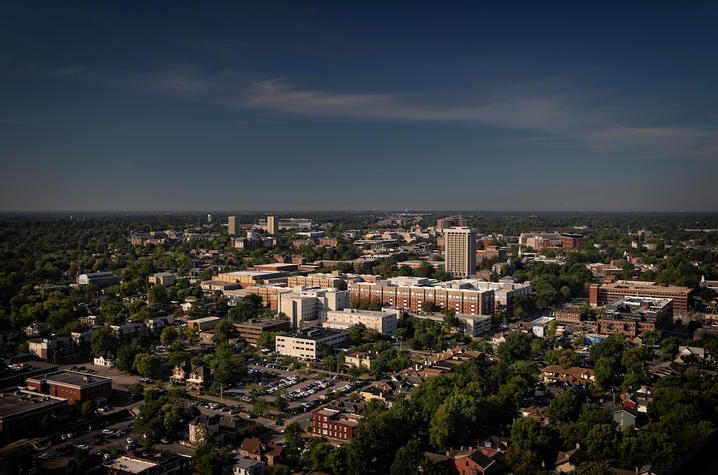 Photo of campus and larger city of Lexington
