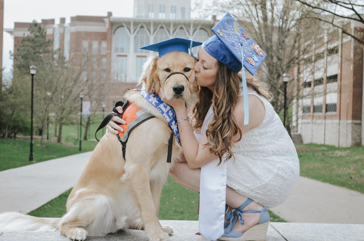 photo of Anu and his student handler Abby Sheeler