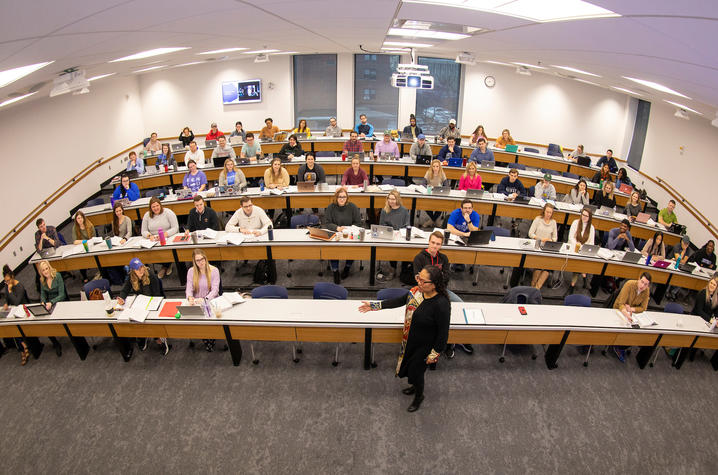 Image of classroom inside the J. David Rosenberg College of Law building