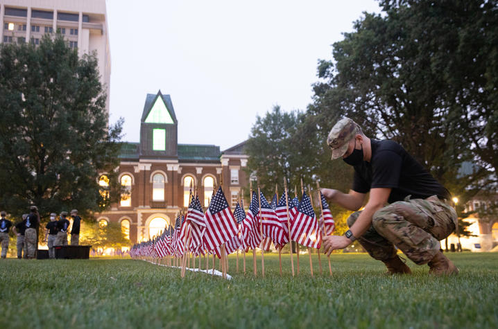 photo of 9/11 flag set up at UK