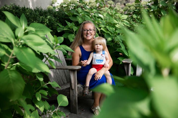 photo of Jennifer sitting with her son Jeremiah