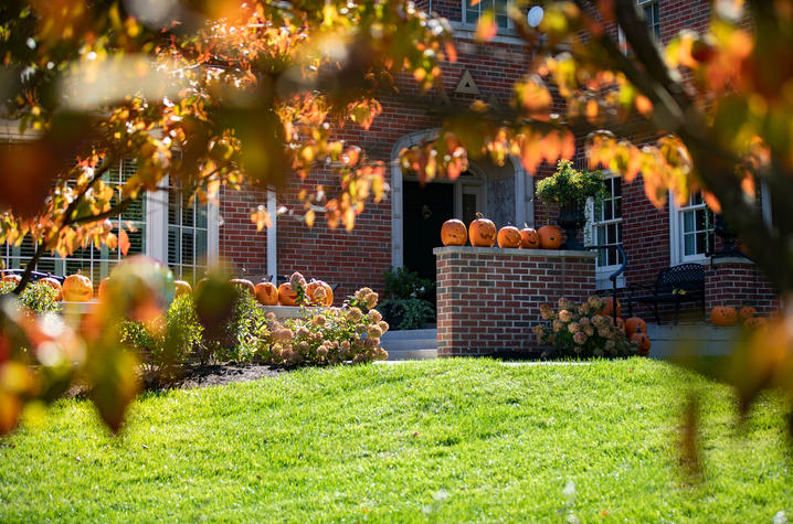 Photo of Tri Delta house decorated for fall