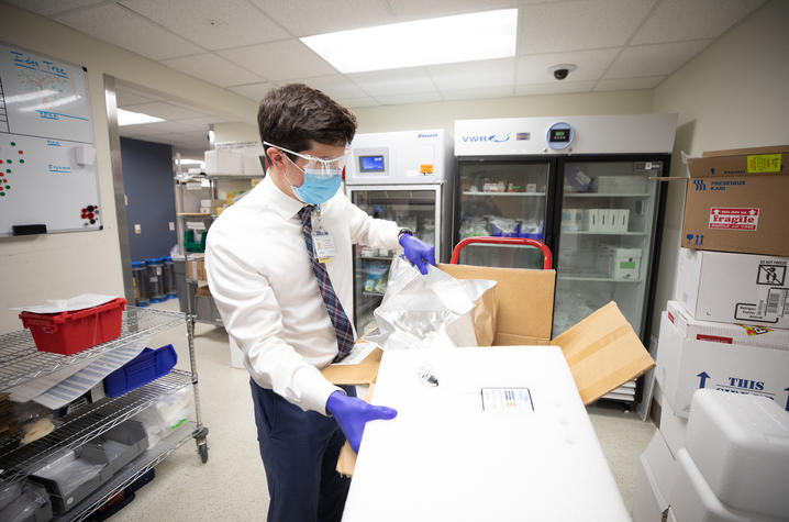 UK HealthCare Pharmacy received a mock shipment of Pfizer's COVID-19 vaccine Dec. 3 to test operational and logistics readiness for distribution. Mark Cornelison | UK Photo