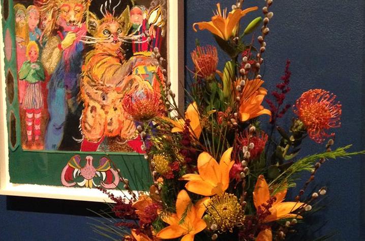 photo of floral design and artwork from 2016 Art in Bloom