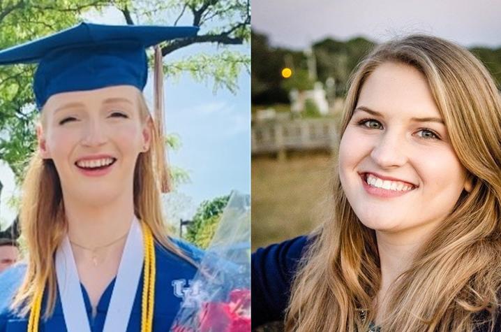 photos of Schuyler Baas in cap and gown and Clarissa Somers