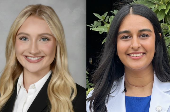 2026 HDRT Fellows Two professional headshots shown side by side. The left image is an adult wearing a white collared shirt and dark blazer. The right image is of an adult wearing a white coat over a blue top.