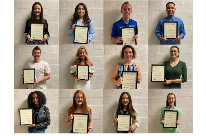 collage of 12 students displaying their Maurice A. Clay awards.
