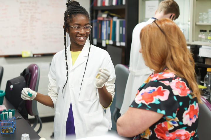 student working in lab