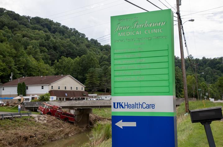 UK HealthCare's June Buchanan Clinic in the hard-hit community of Hindman experienced significant flooding. Photo by Hilary Brown
