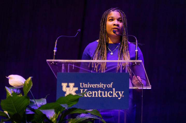 Photo of Kiarah Raglin Speaking at MLK Celebration