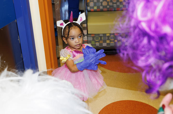 image of little girl in princess unicorn costume