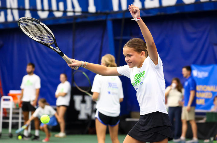 KCH patient celebrates after a great serve