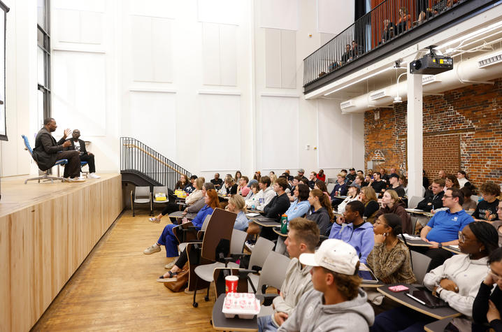 Ronnie Wright, VP of Design at Nike, spoke and worked with students in the UK Design school  on Oct. 9, 2024. Mark Cornelison | UK Photo