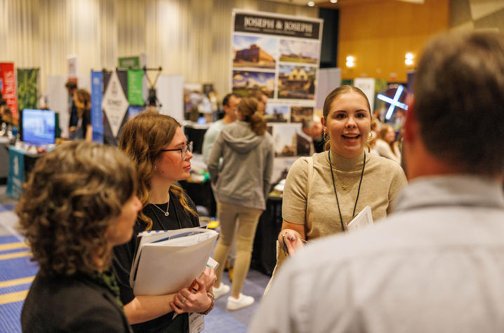 Students at a career fair