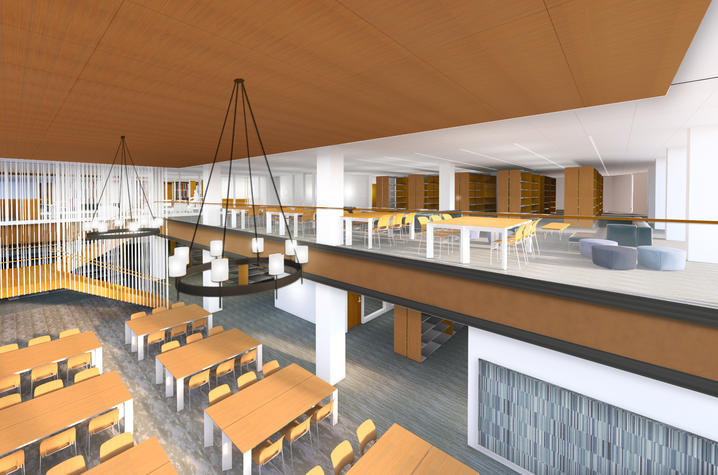 Rendering of the library reading room in the new UK College of Law Building