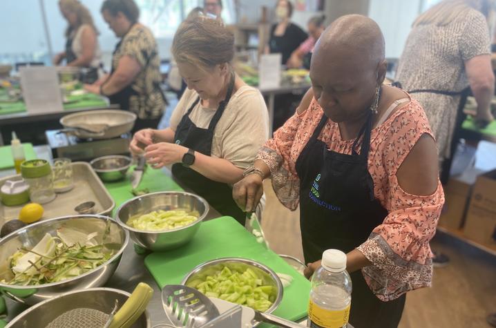 Many who attended the cooking classes not only gained confidence in the kitchen, but they also made new social connections. Photo by UK HealthCare Brand Strategy. 