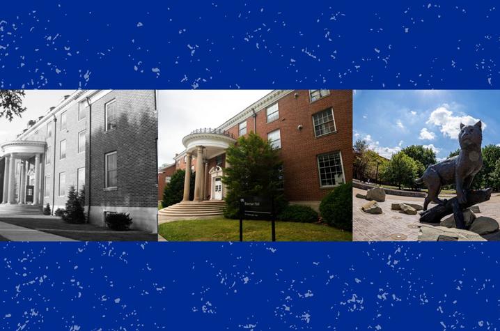 Bowman Hall was built in 1949 (left) and named for UK’s founder — John Bryan Bowman. That building still stands today (middle). You may also recognize Bowman as the name of the Wildcat statue across from Historic Memorial Coliseum (right).