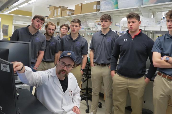 This year's team visited UK's Sanders-Brown Center on Aging back in the spring as they were gearing up for their ride. Photo by April Stauffer.