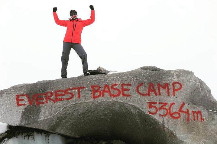 Dr. Kim Kaiser at Everest Base Camp