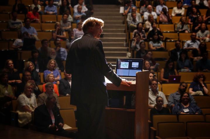 Dr. Evers addresses guests at Markey Research Day