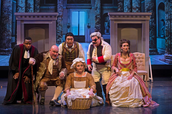 photo of cast of UK Opera Theatre's "The Barber of Seville"