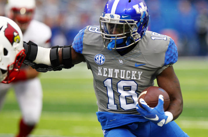 Boom Williams ranks ninth nationally and is third in the SEC in yards per carry at 7.1. Photo courtesy of UK Athletics.