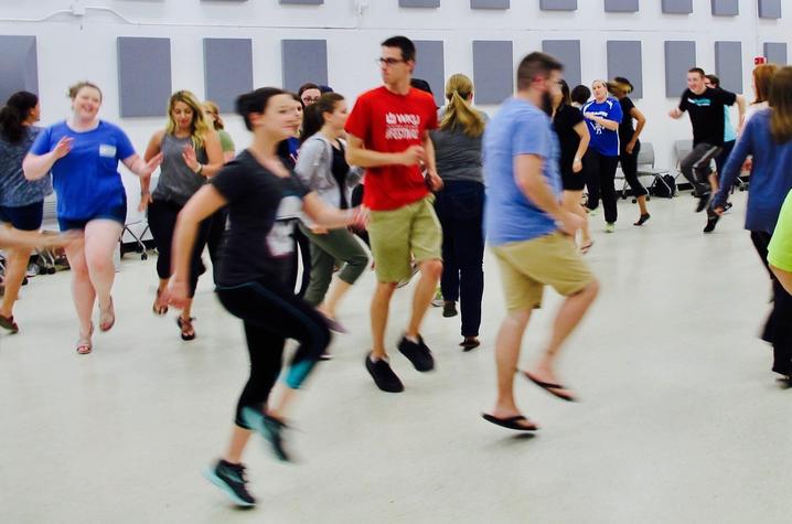 photo of participants in movement in Dalcroze Workshop