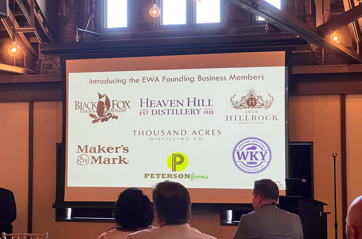 The EWA founding members are Black Fox Farm and Distillery, Heaven Hill Distillery, Hillrock Estate Distillery, Maker’s Mark, Peterson Farms, Thousand Acres Distilling Company and Western Kentucky Distilling Company. Photo by Lindsay Travis | UK Photo