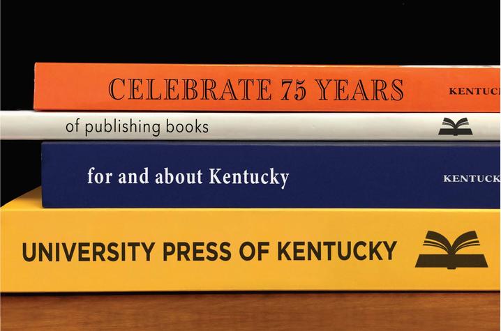 photo of 4 UPK book spines with info on 75th anniversary