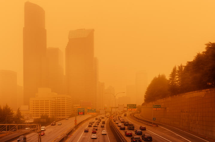 photo of wildfire smoke haze in Seattle