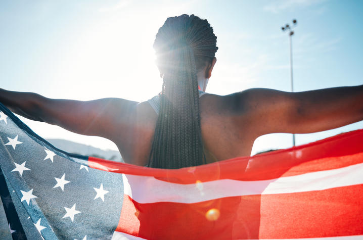 Photo of Runner with American Flag