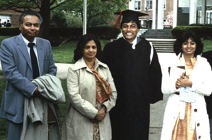 Photo of Sujit Sinha and his Family Following his Graduation from UK in 1983