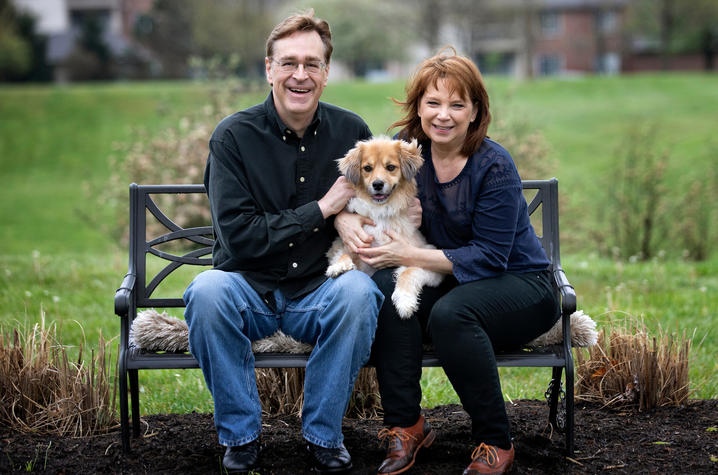 Photo of Gregg and Kim Whiteker with their dog Gracie. Mark Cornelison | UK Photo