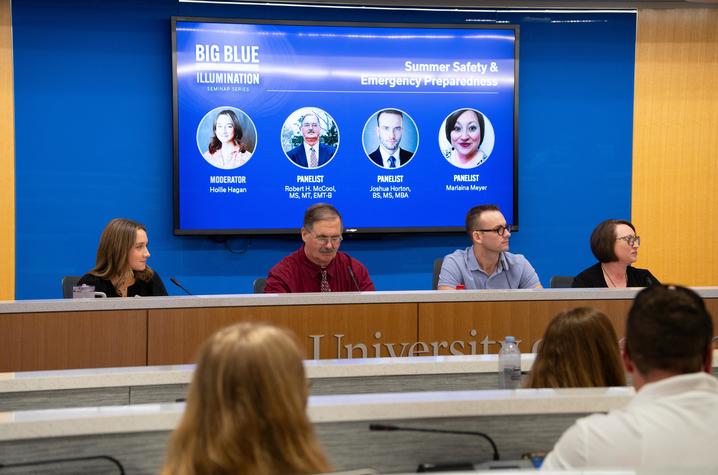 Panelists participate in a public health discussion at the University of Kentucky.