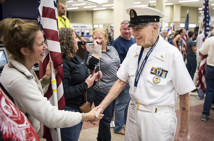 Photo of Howard Hitsman at the Kentucky Honor Flight Homecoming on 9/22. 