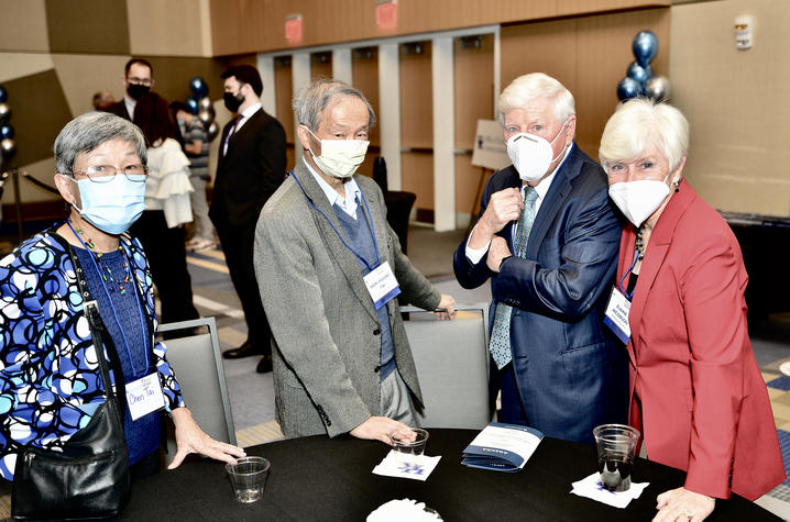 (Left to right) Chen Tai, Hsin-Hsiung Tai, Myron Jacobson and Elaine Jacobson at Patent Palooza! Photo by Patrick Mitchell.