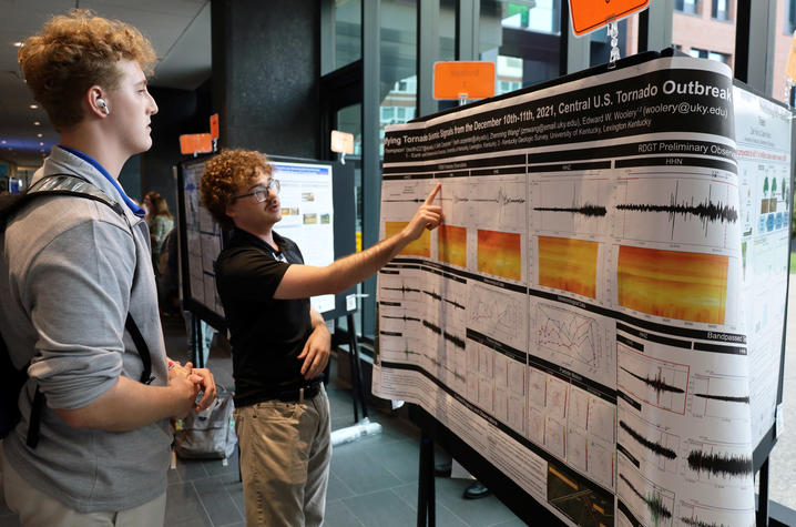 Seth Thompson, a graduate student in geo physics, was the People's Choice award winner for the Graduate Poster Competition at the Sustainability Showcase. 