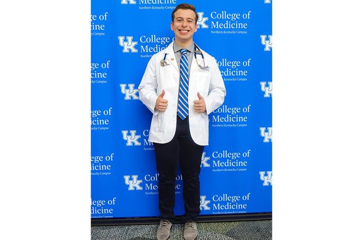 UK medical student in white coat